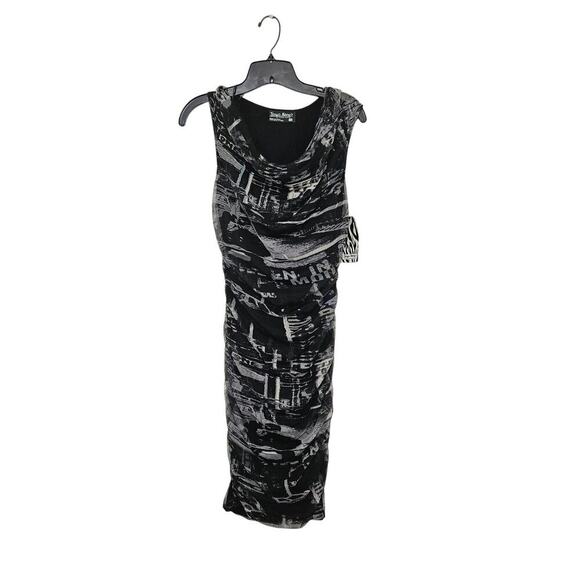 NWT Tango Mango Ruched Side Bodycon Sheer Mesh Lined Midi Sleeveless Dress Sz XS - Picture 1 of 7